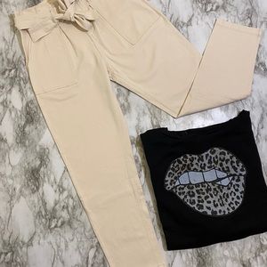 Cream crop pants